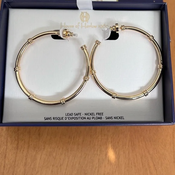 House of Harlow 1960 Gold Hoop Earrings - Picture 2 of 4